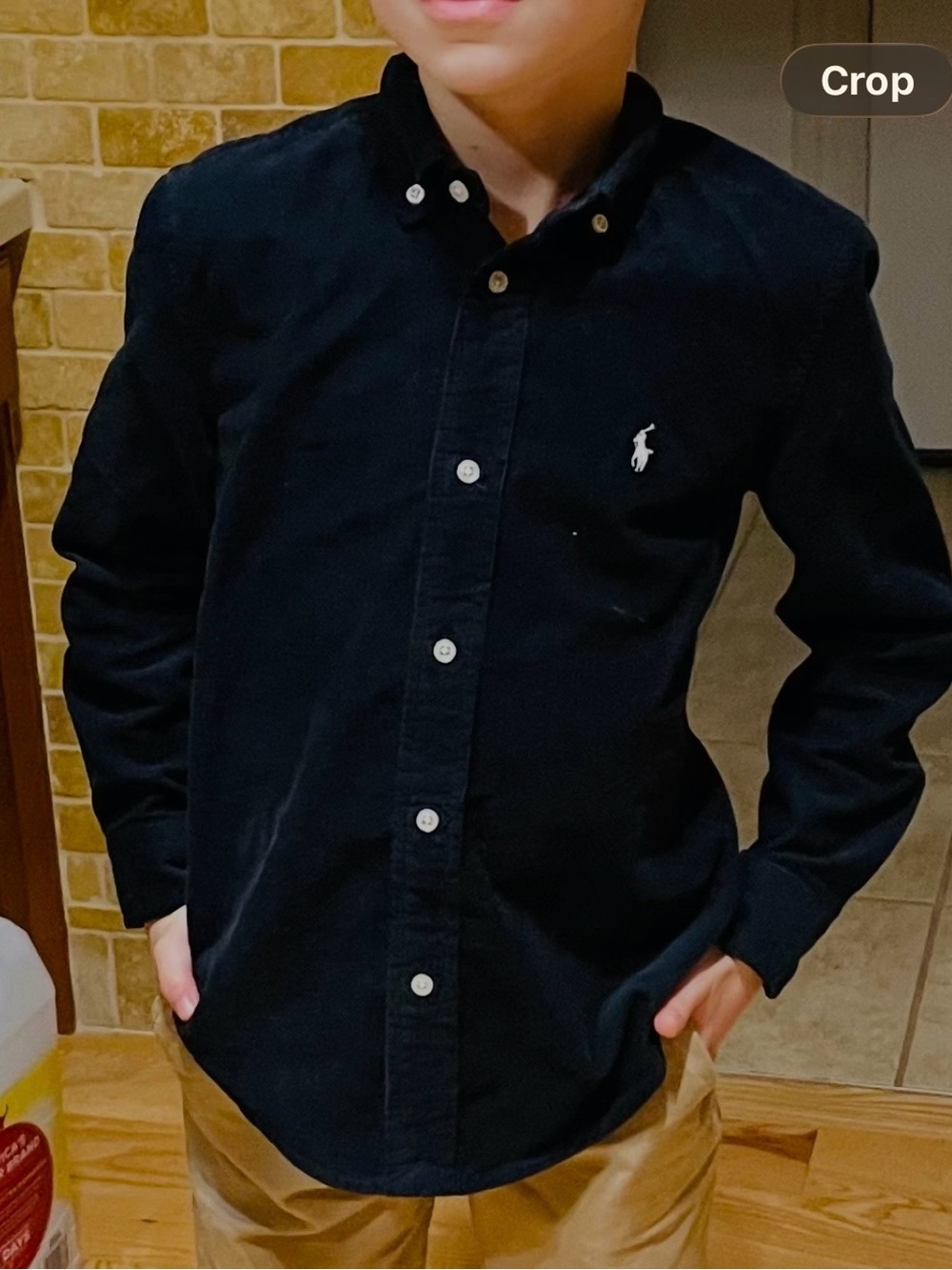 Polo by Ralph Lauren Navy Button-Down Shirt corduroy White Pony
